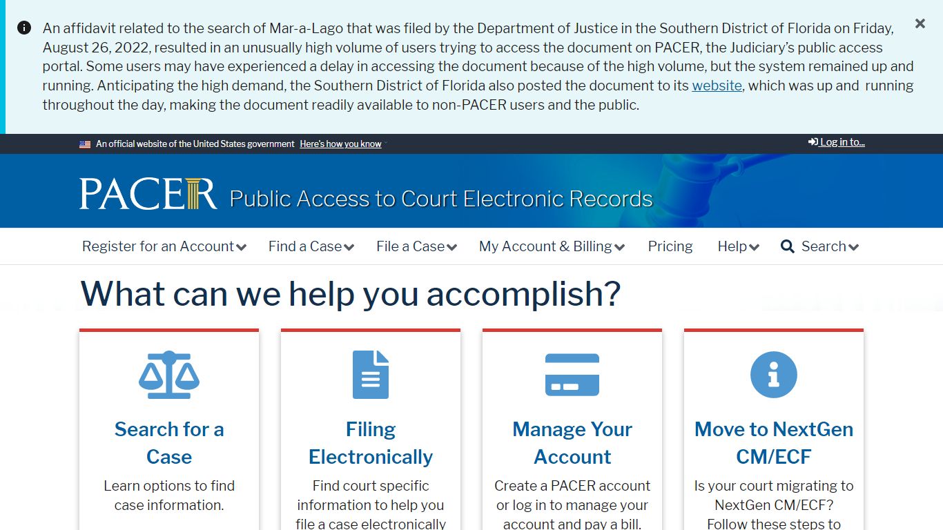 Public Access to Court Electronic Records | PACER: Federal Court Records